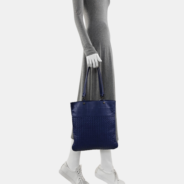 Lambskin Top Handle Bag Blue