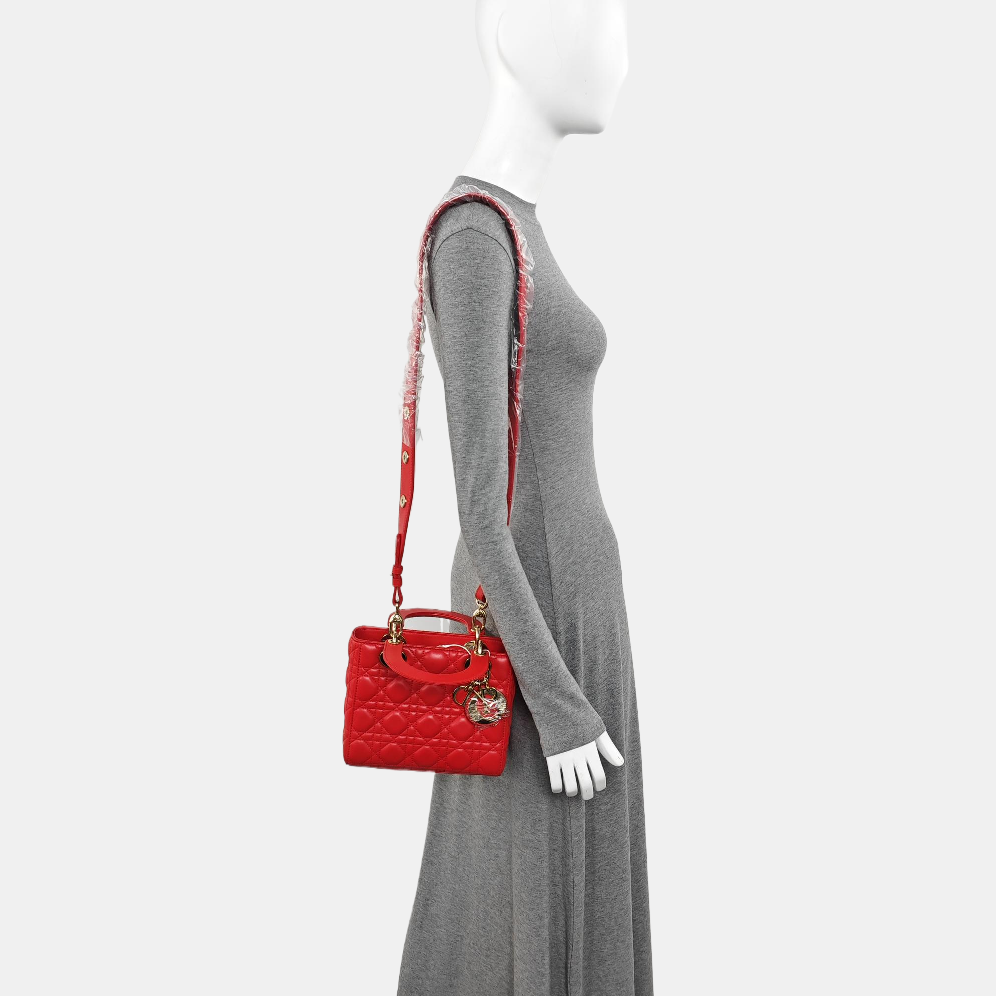 Lady Dior Small Cannage Lambskin Red
