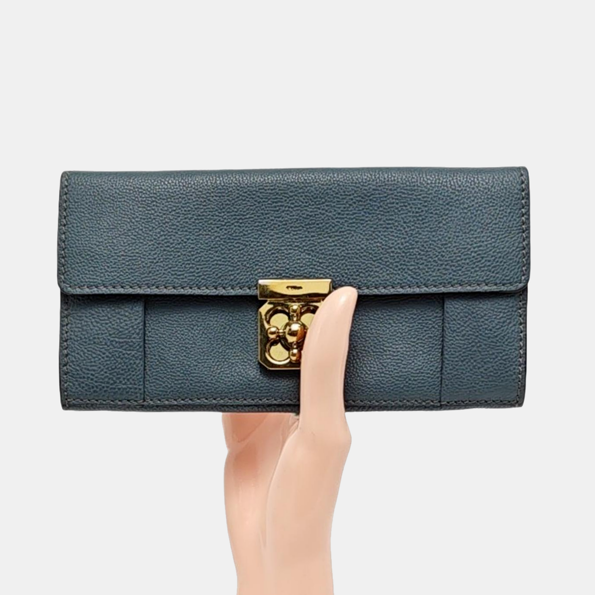 Elsie Calfskin Blue Wallet