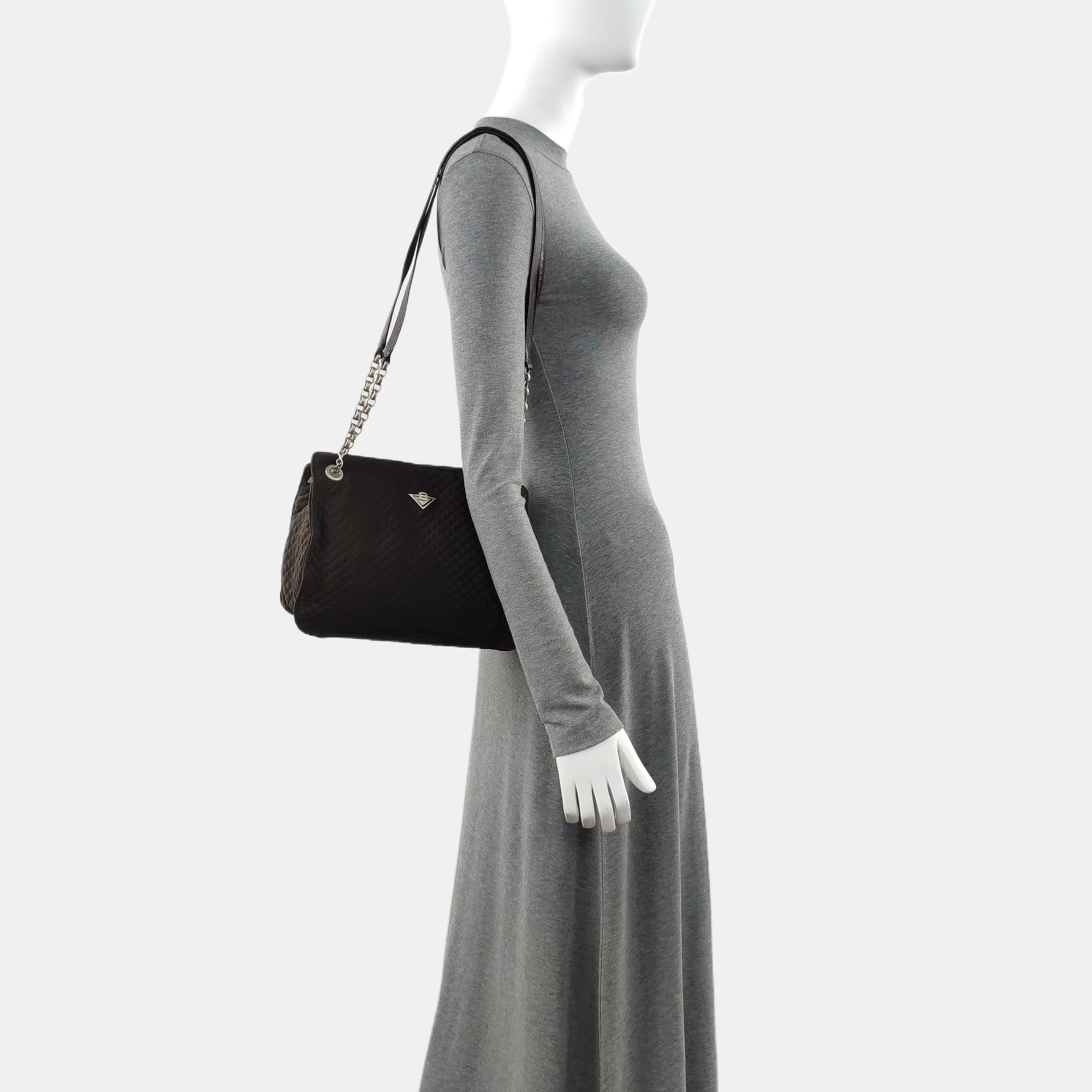 Quilted Canvas Tote Bag Brown