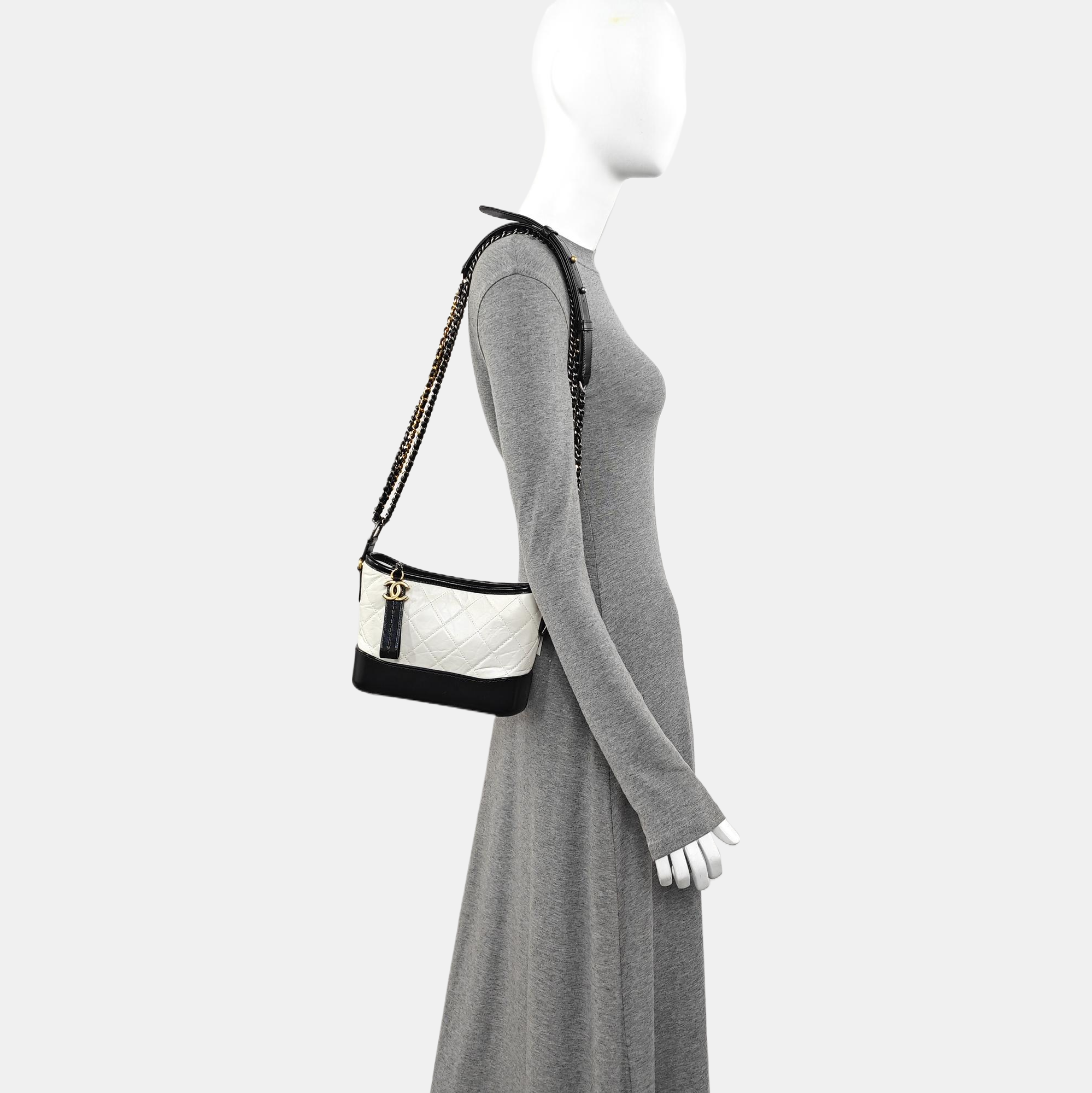 GABRIELLE Small Quilted Calfskin White
