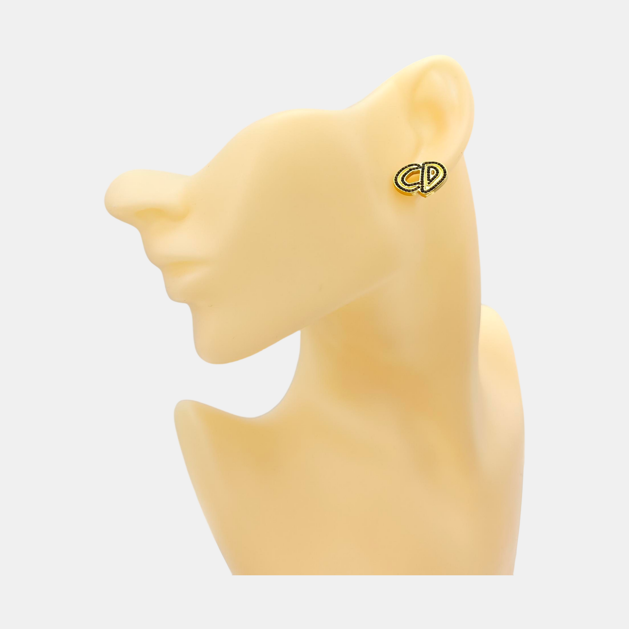 Petit CD Metal Gold Stud Earrings