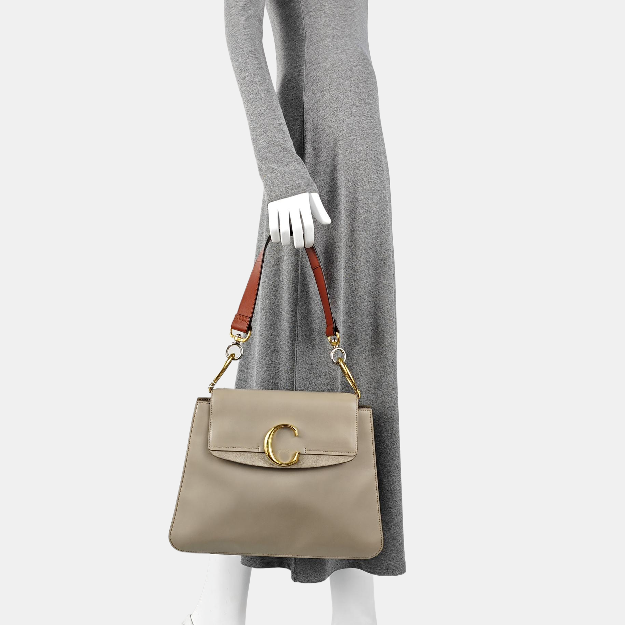 Chloé C Medium Calfskin Gray