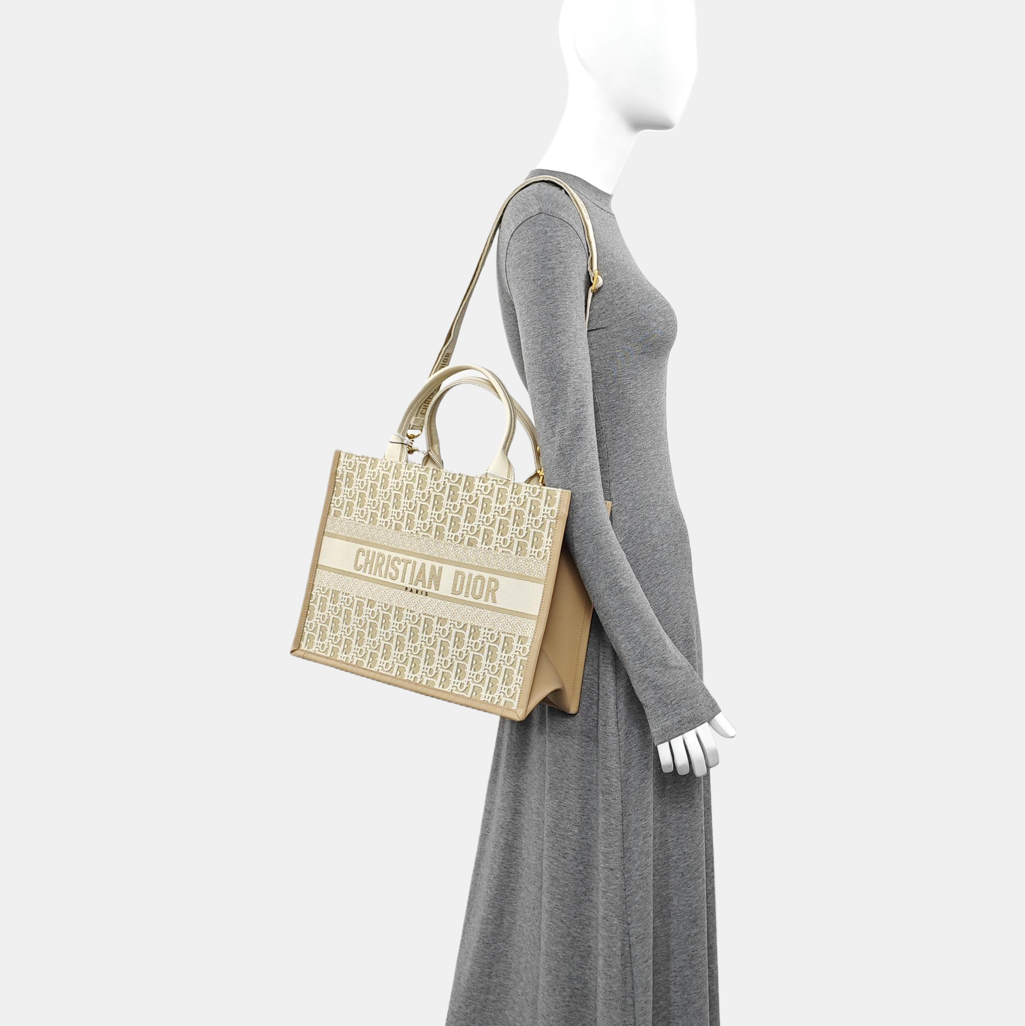 Book Tote Medium Oblique Canvas White