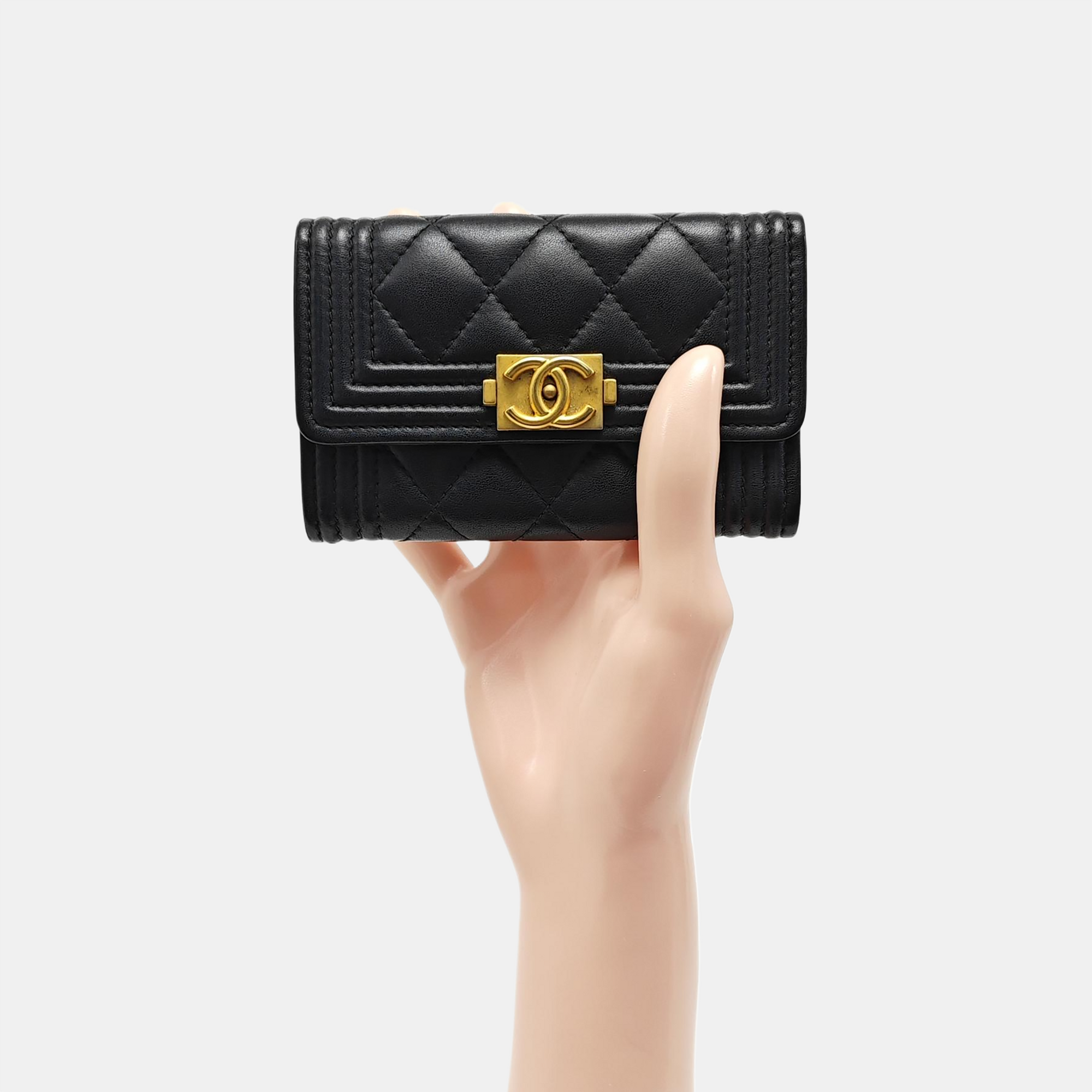 BOY CHANEL Quilted Calfskin Black Wallet
