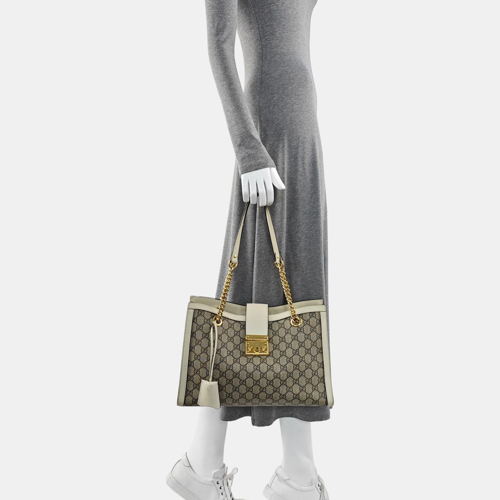 Padlock Medium Monogram Coated Canvas Beige
