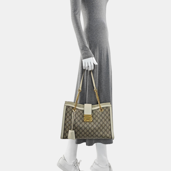 Padlock Medium Monogram Coated Canvas Beige