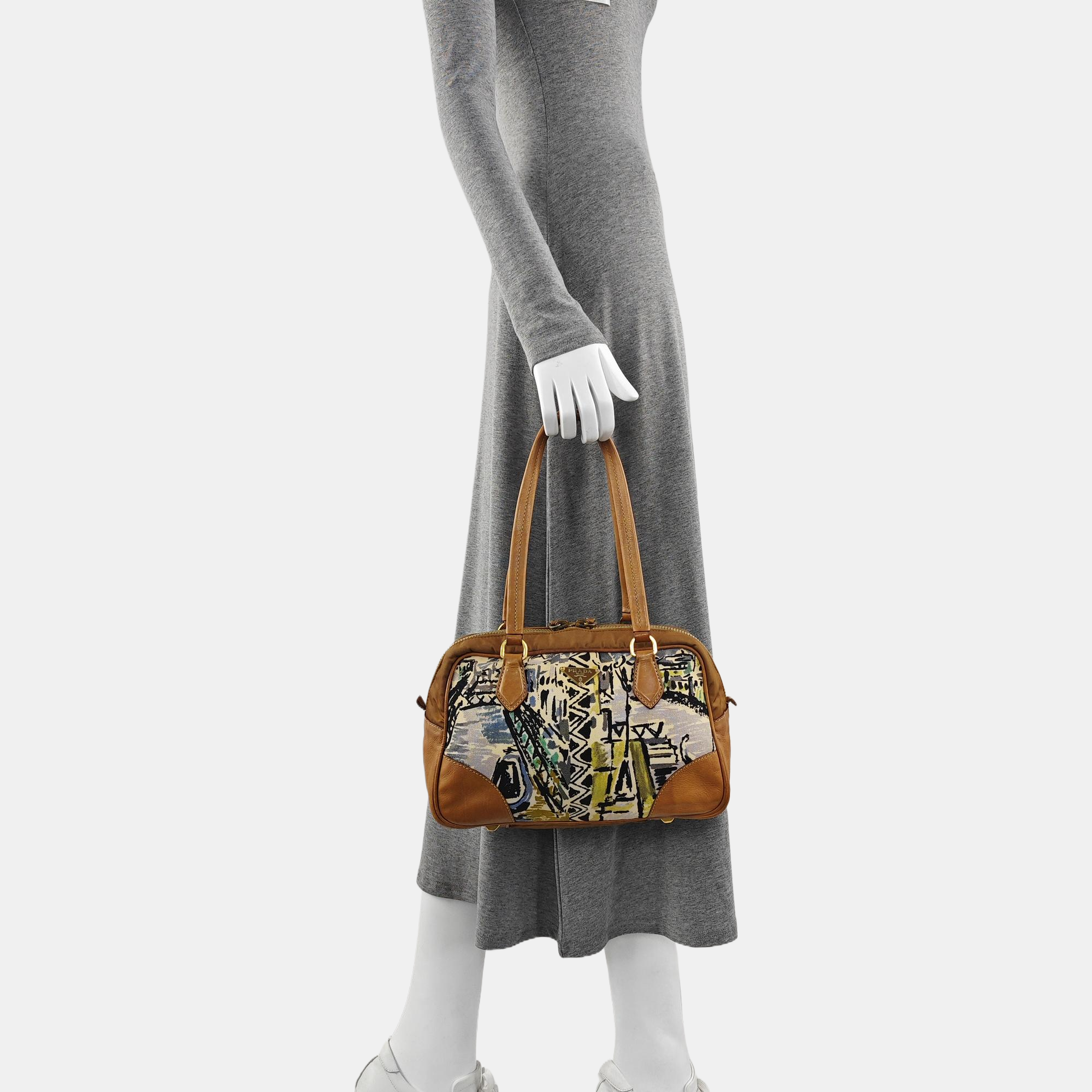 Canvas Top Handle Bag Brown