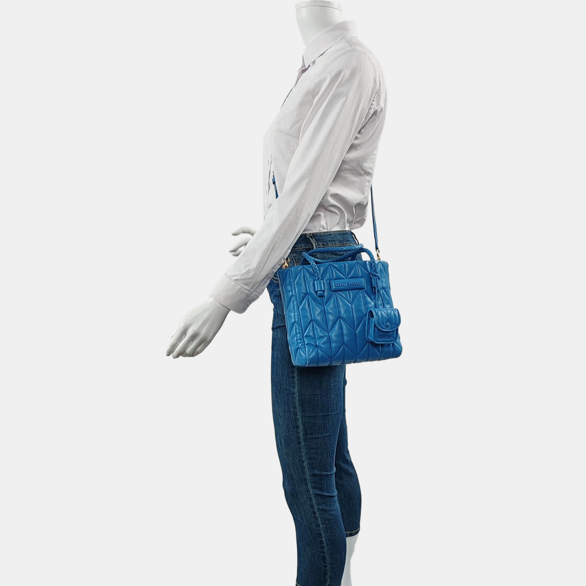 Bow Tote Small Quilted Lambskin Blue