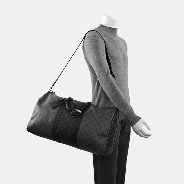KEEPALL 50 Monogram Coated Canvas Gray
