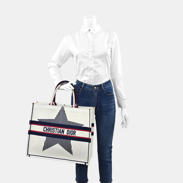 Authenticated pre-owned  Book Tote Large Canvas White - Tote Bag at Looply