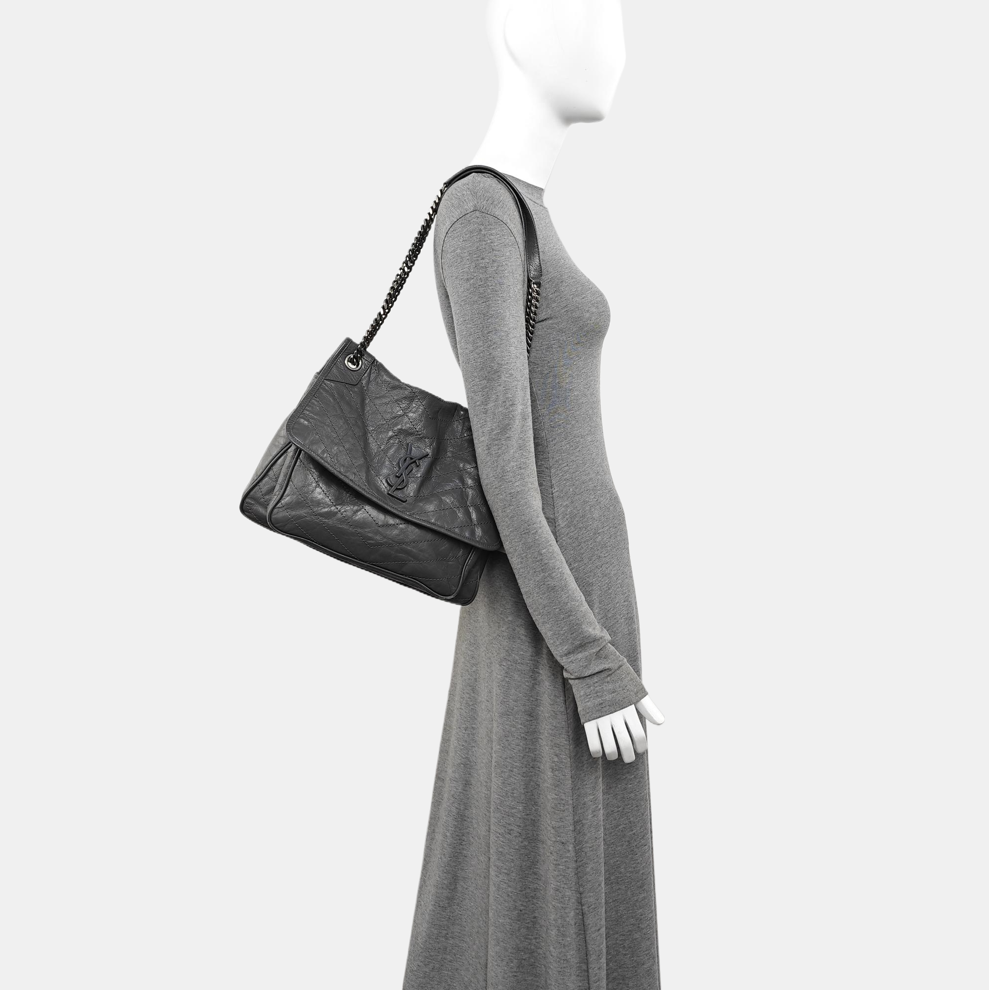 NIKI Large Quilted Calfskin Gray