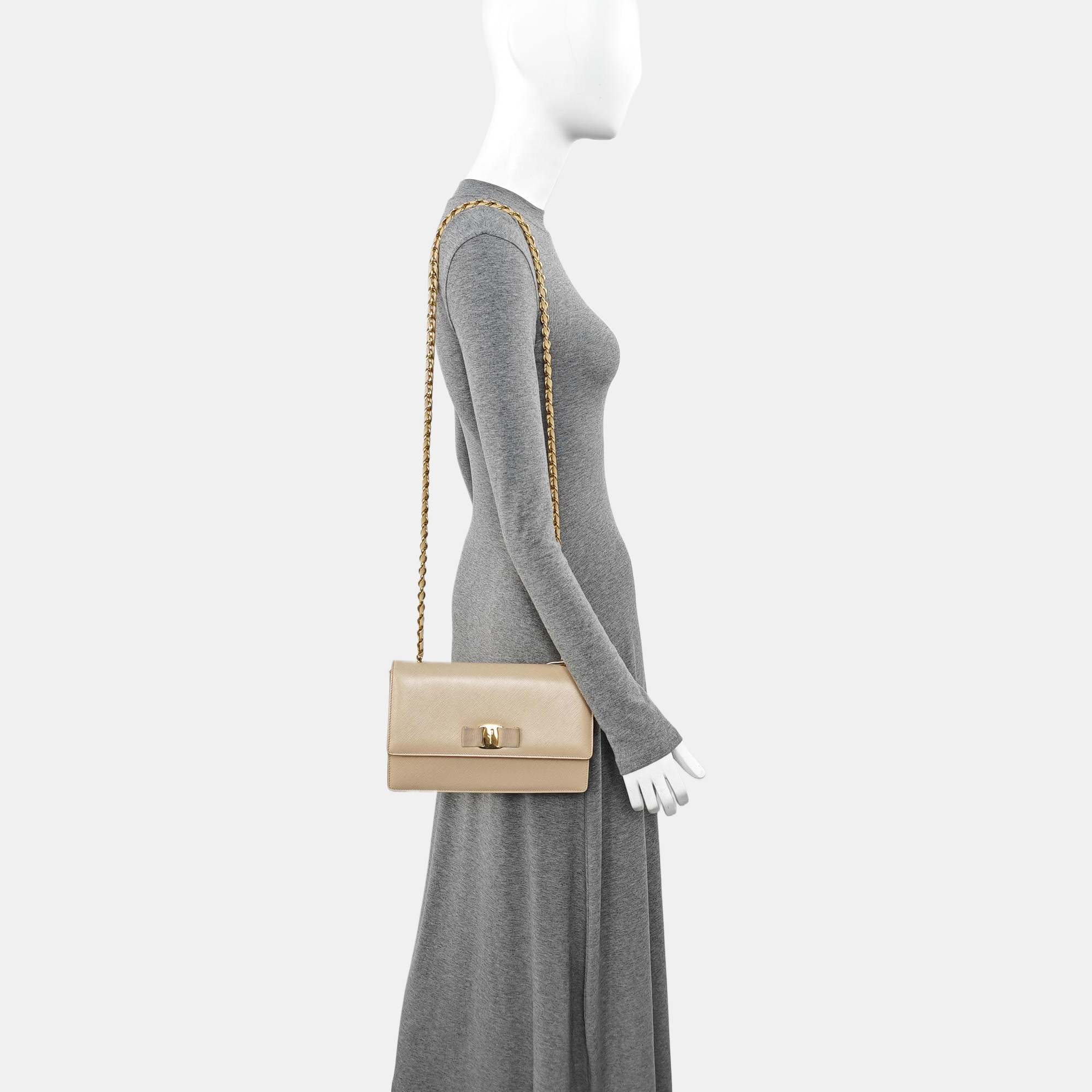 Calfskin Shoulder Bag Beige