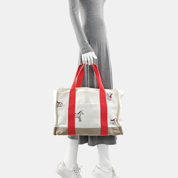 Canvas Top Handle Bag White