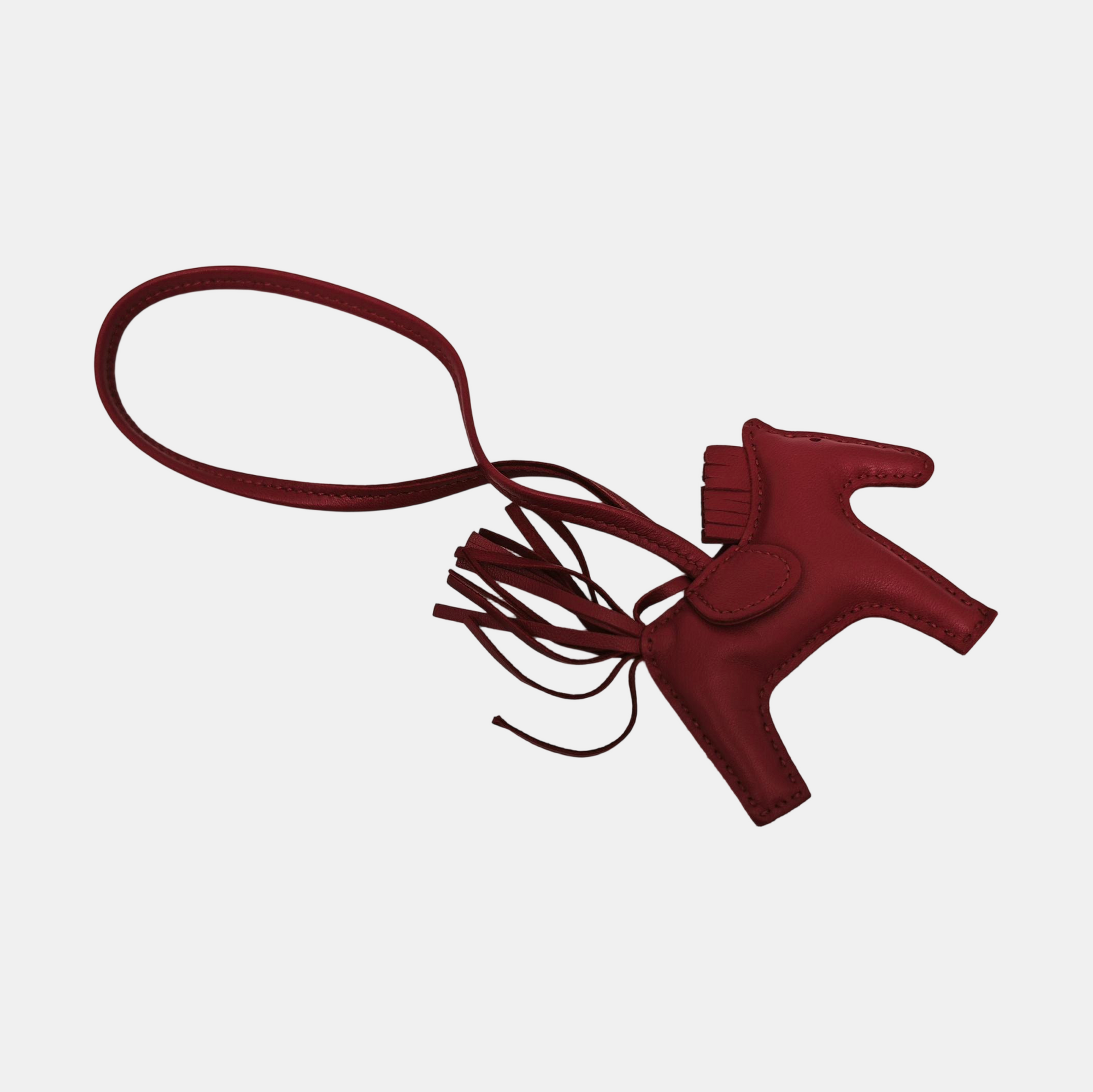 Leather Bag Charm Red
