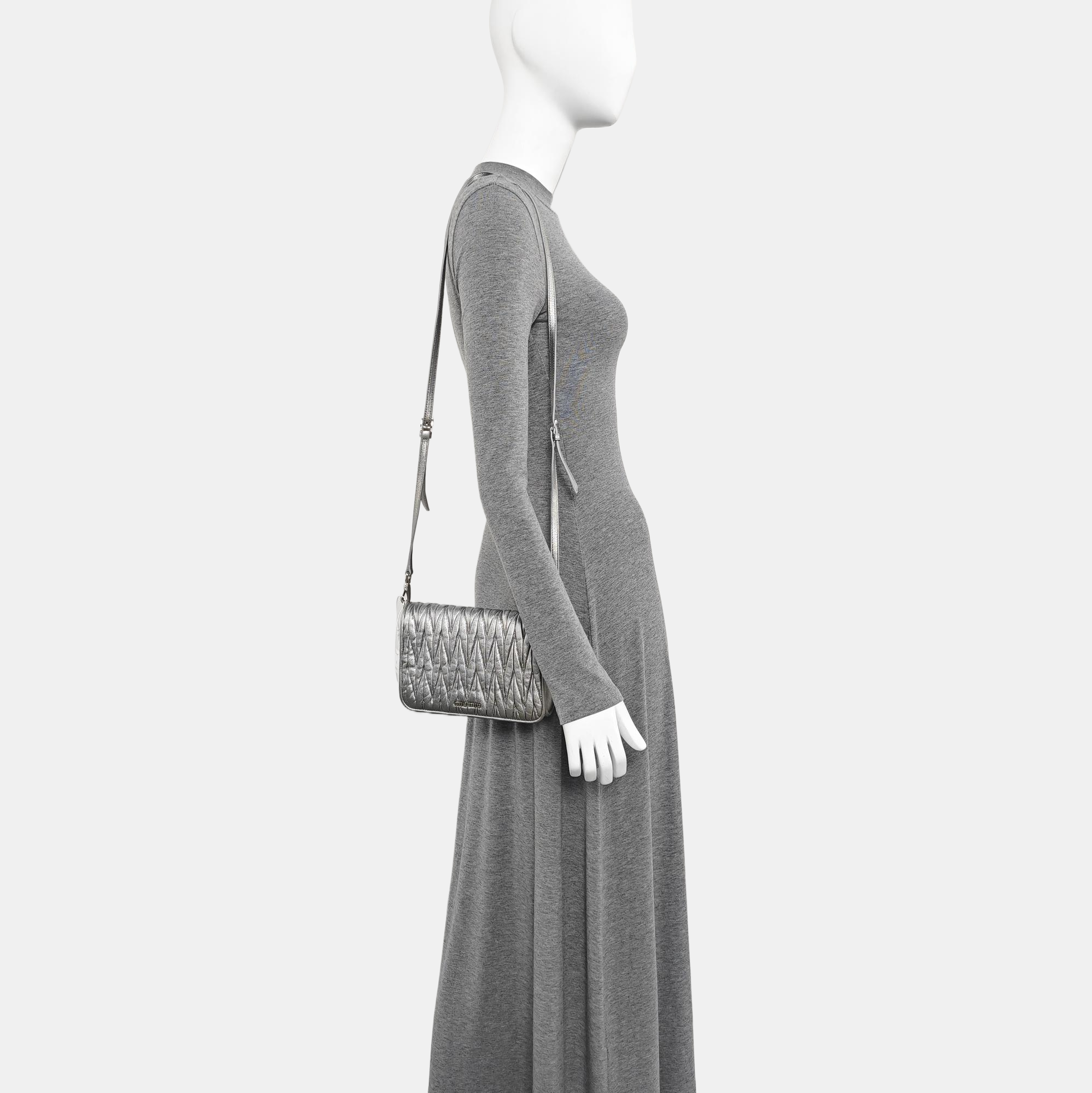 Quilted Lambskin Shoulder Bag Silver
