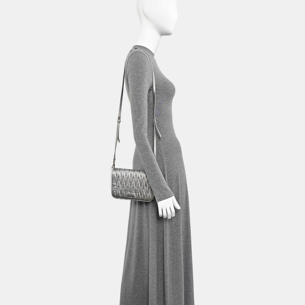 Quilted Lambskin Shoulder Bag Silver