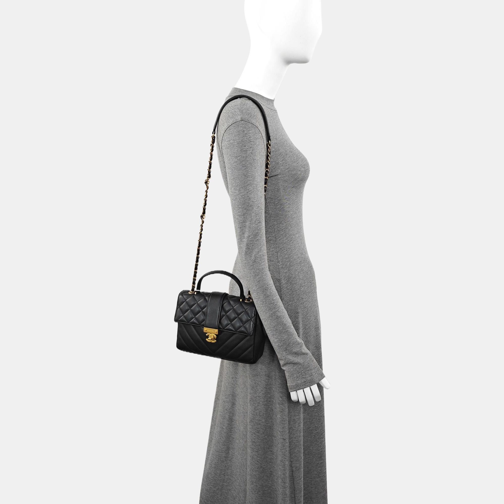 Quilted Calfskin Shoulder Bag Black