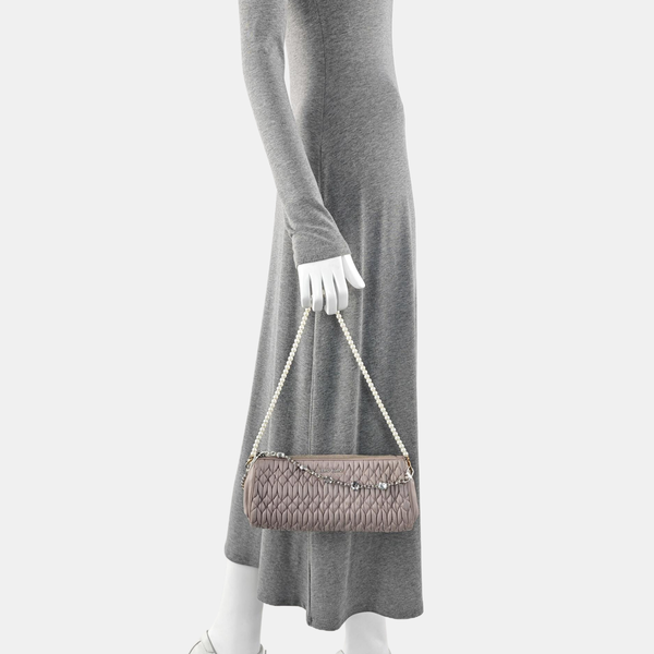 Quilted Lambskin Top Handle Bag Purple