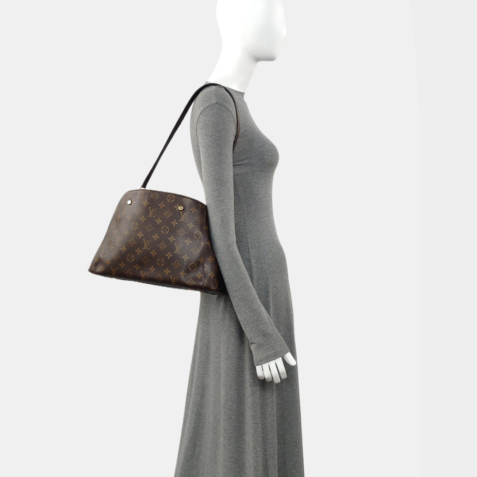 MONTAIGNE MM Monogram Coated Canvas Brown
