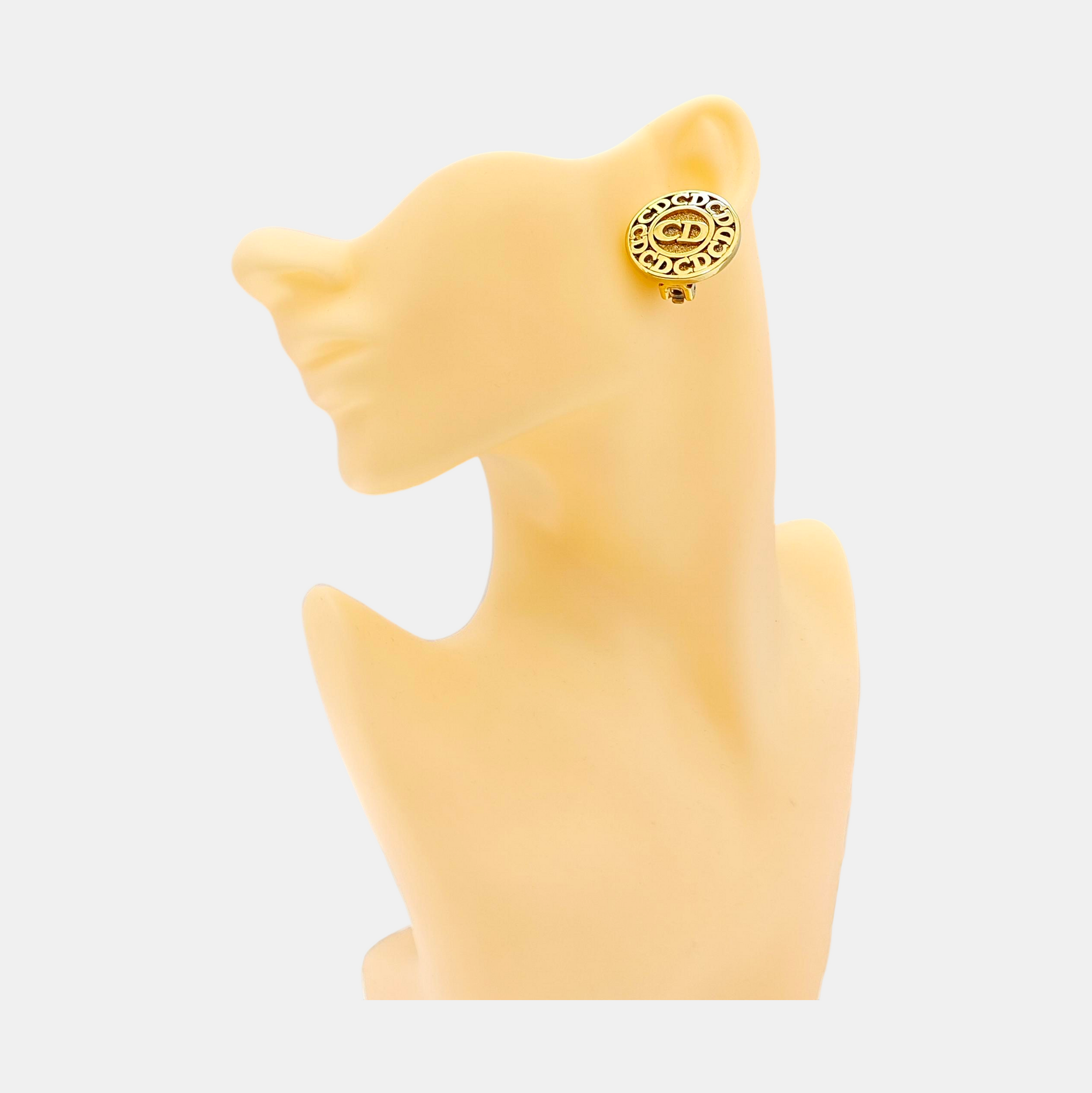 Petit CD Metal Gold Clip On Earrings