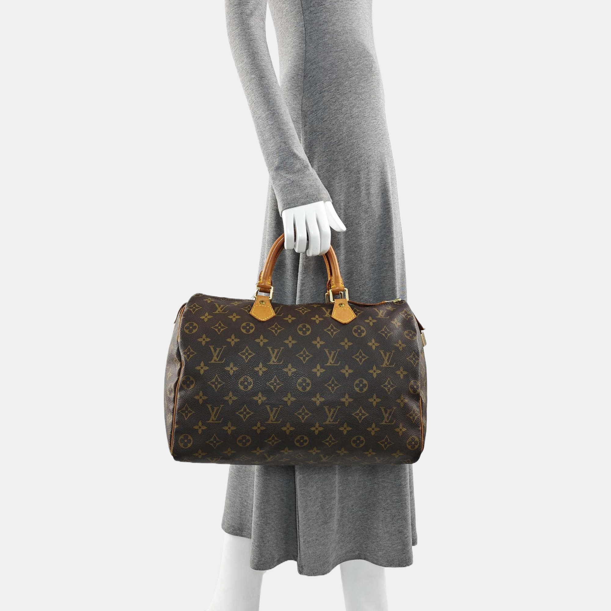 SPEEDY 35 Monogram Coated Canvas Brown