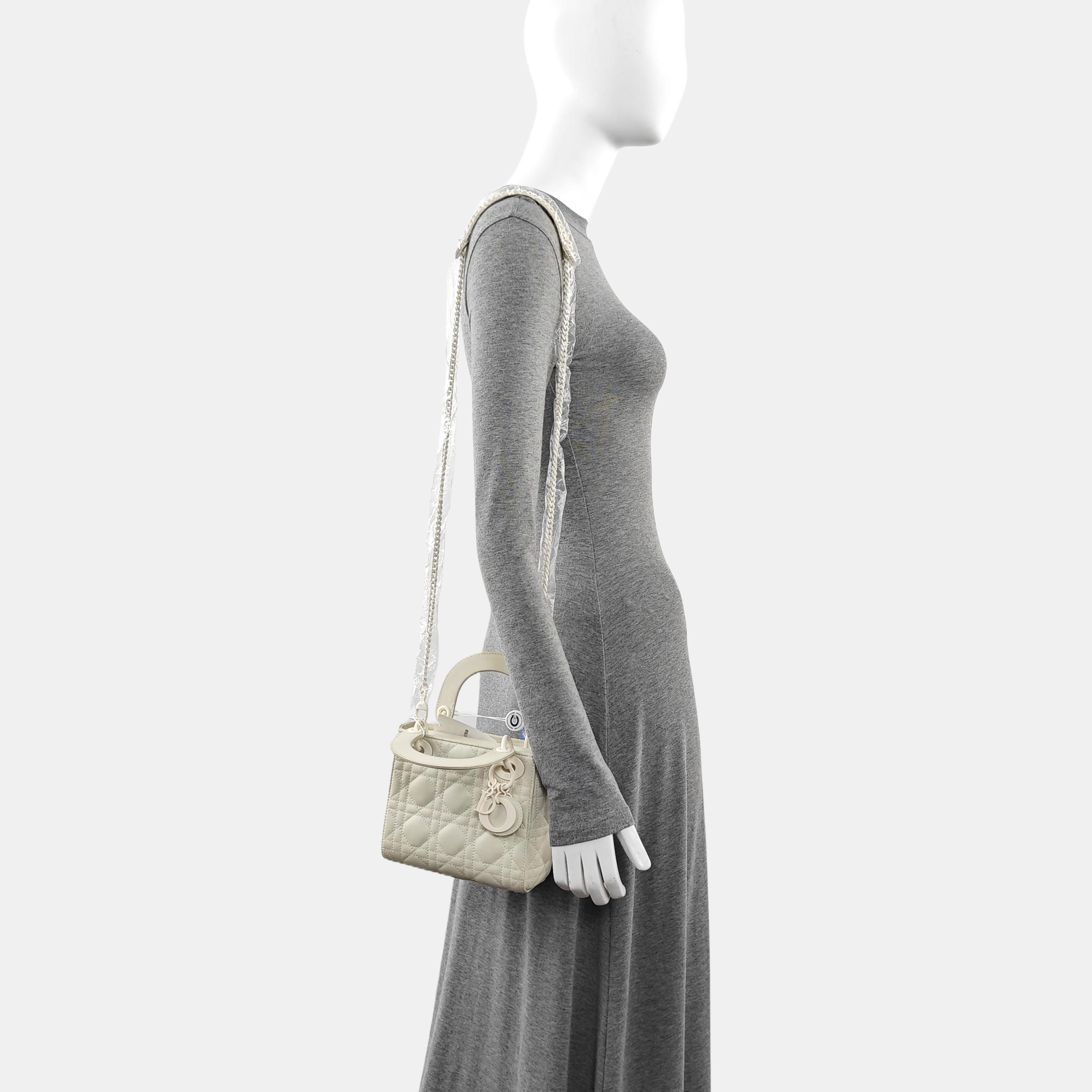 Lady Dior Mini Cannage Lambskin White