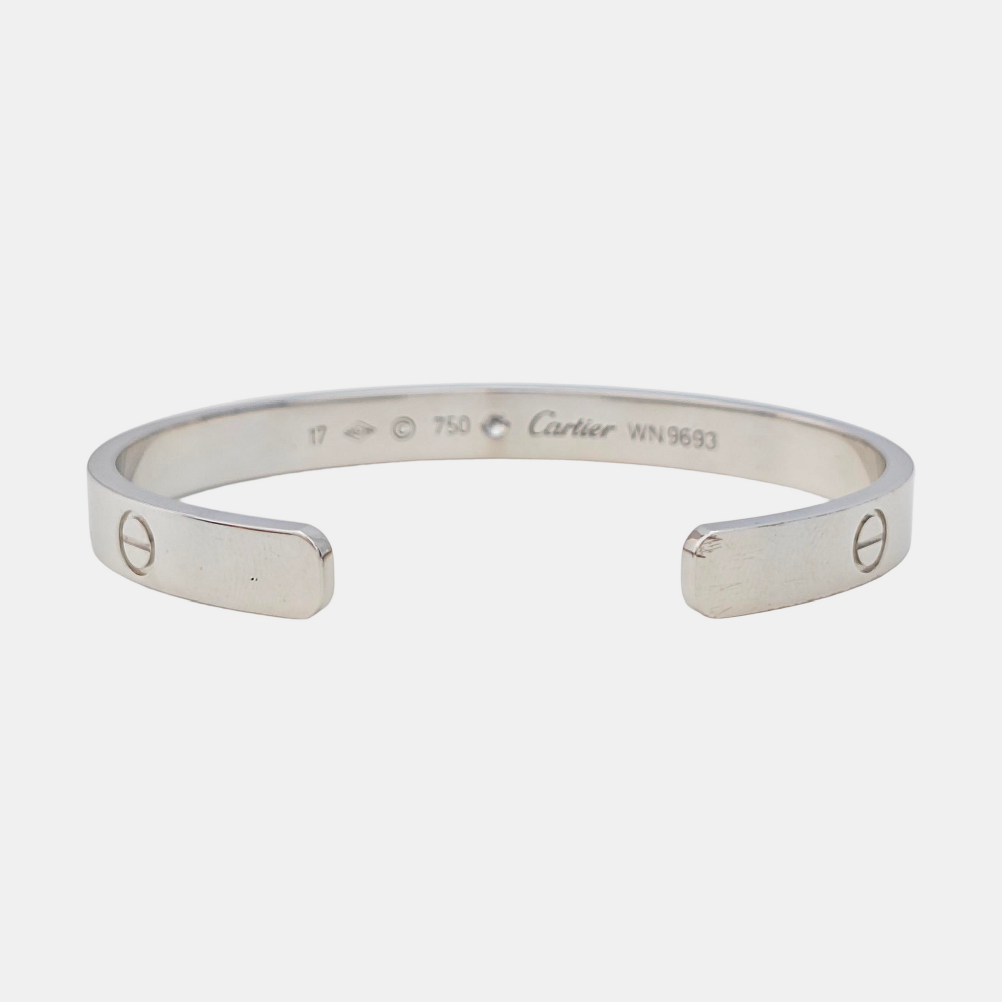 LOVE 18k White Gold Silver Bangle