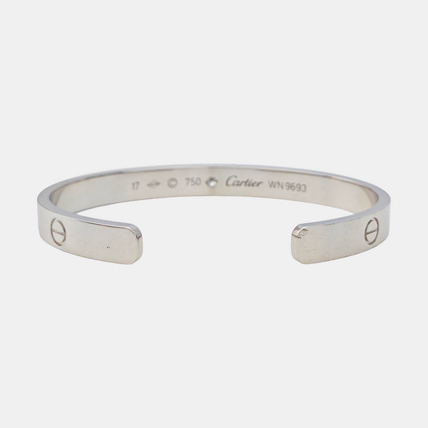 LOVE 18k White Gold Silver Bangle
