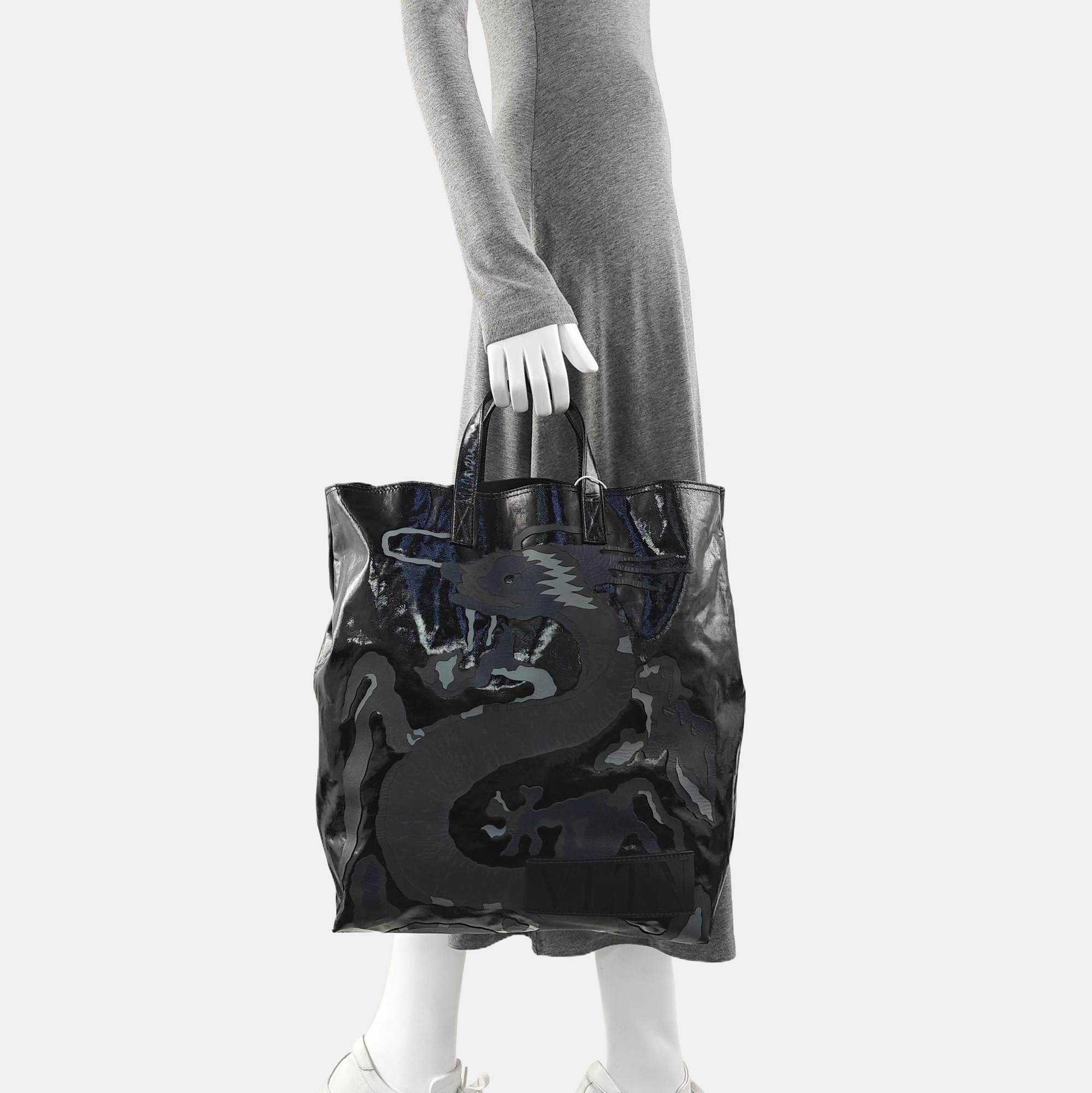 Coated Canvas Tote Bag Black