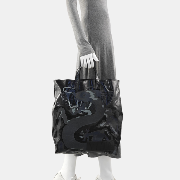 Coated Canvas Tote Bag Black