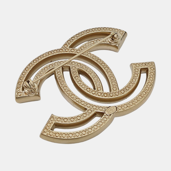 CC Logo Metal Gold Brooch