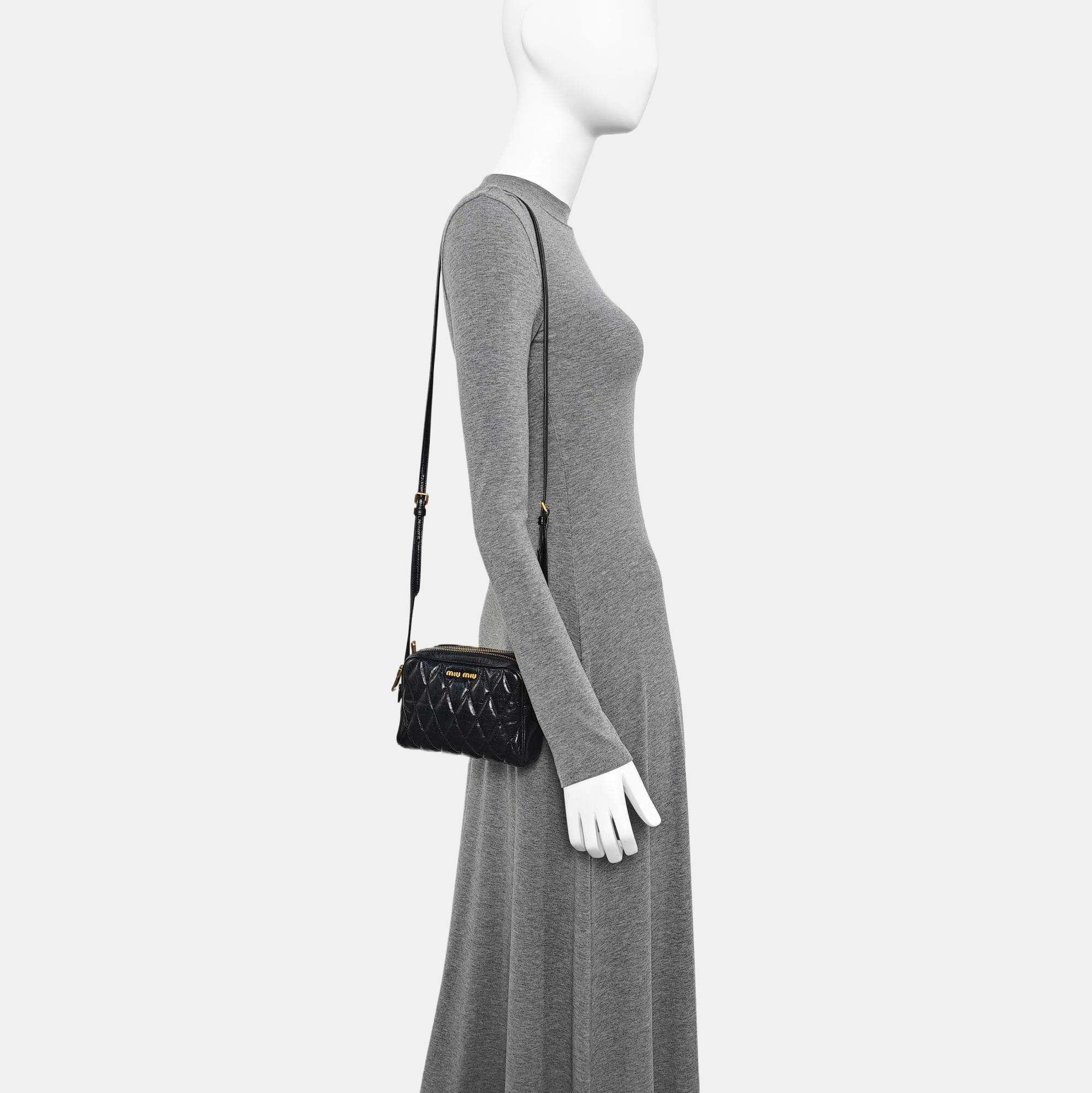 Quilted Lambskin Shoulder Bag Black