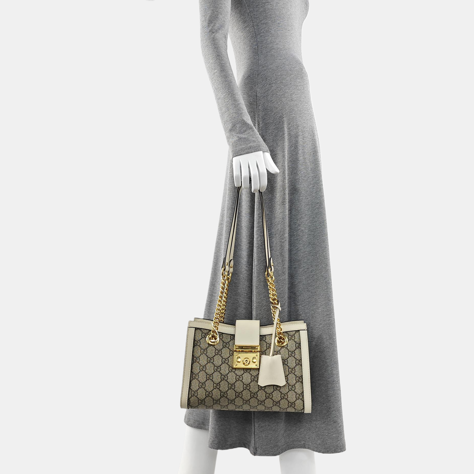 Padlock Small Monogram Coated Canvas Beige