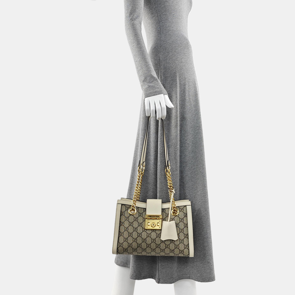 Padlock Small Monogram Coated Canvas Beige