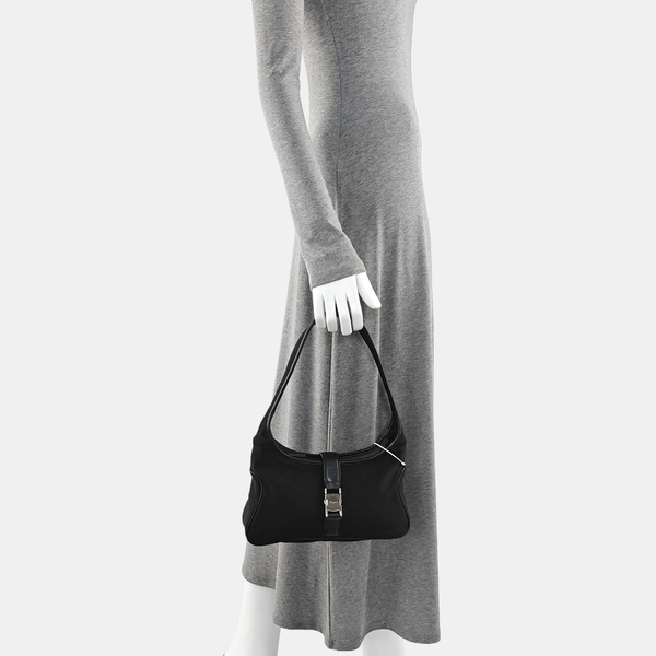 Nylon Top Handle Bag Black