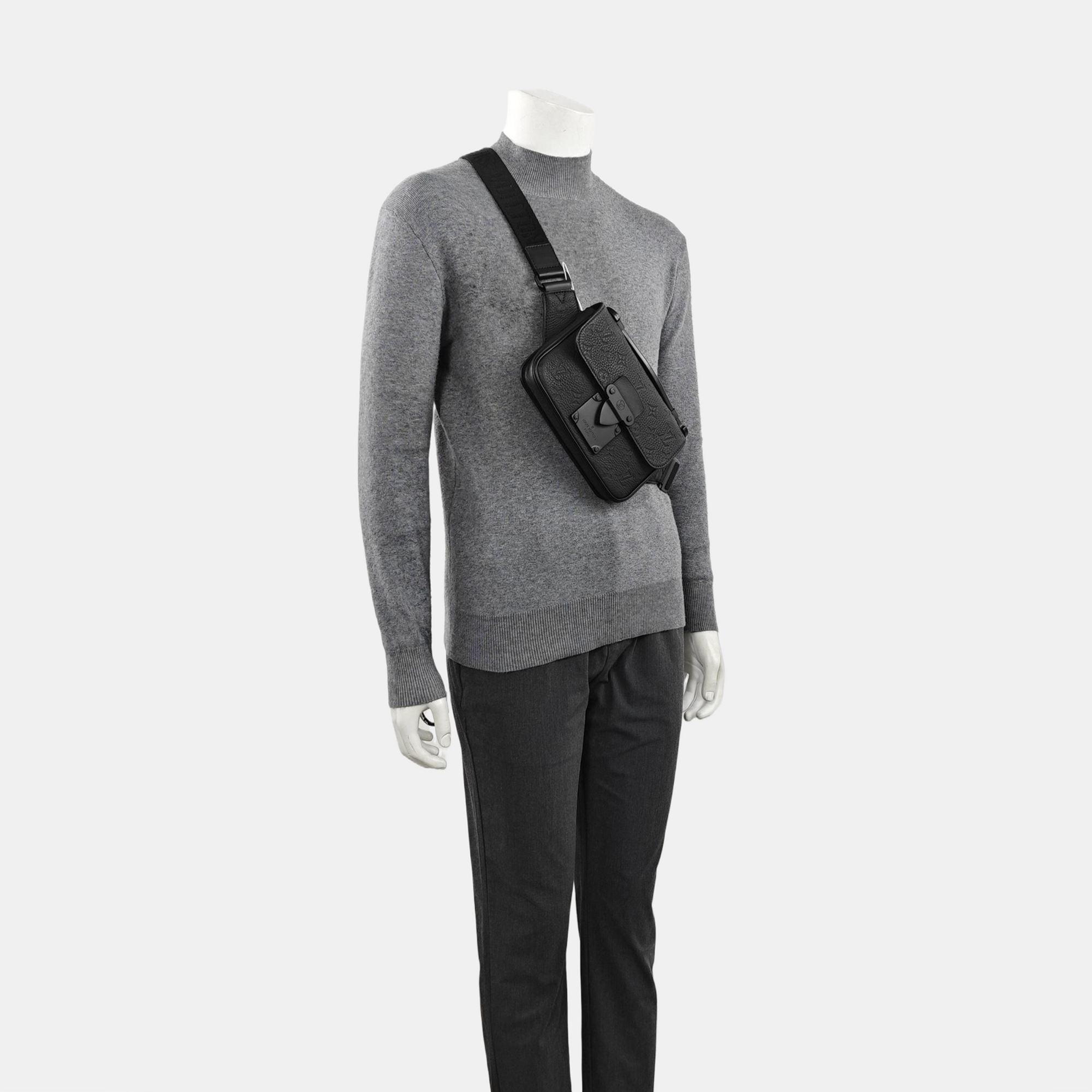 S LOCK Monogram Calfskin Black