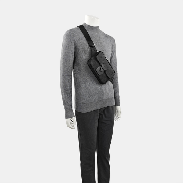 S LOCK Monogram Calfskin Black