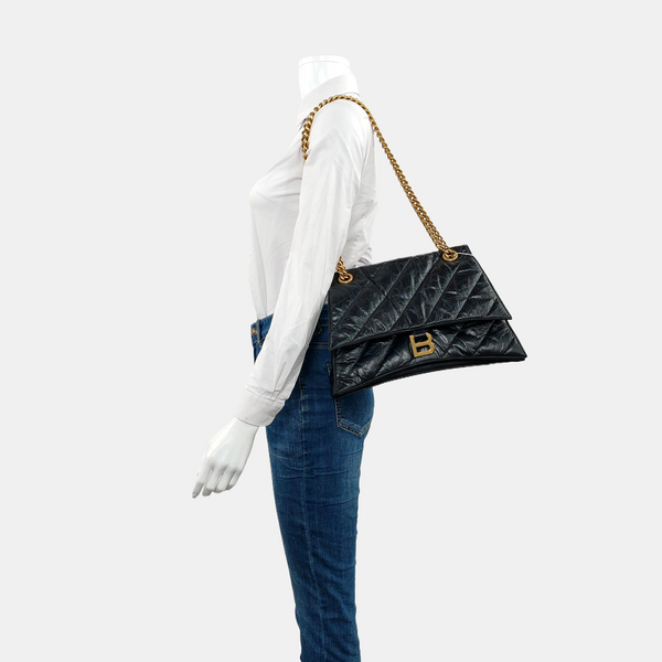 Crush Medium Quilted Calfskin Black