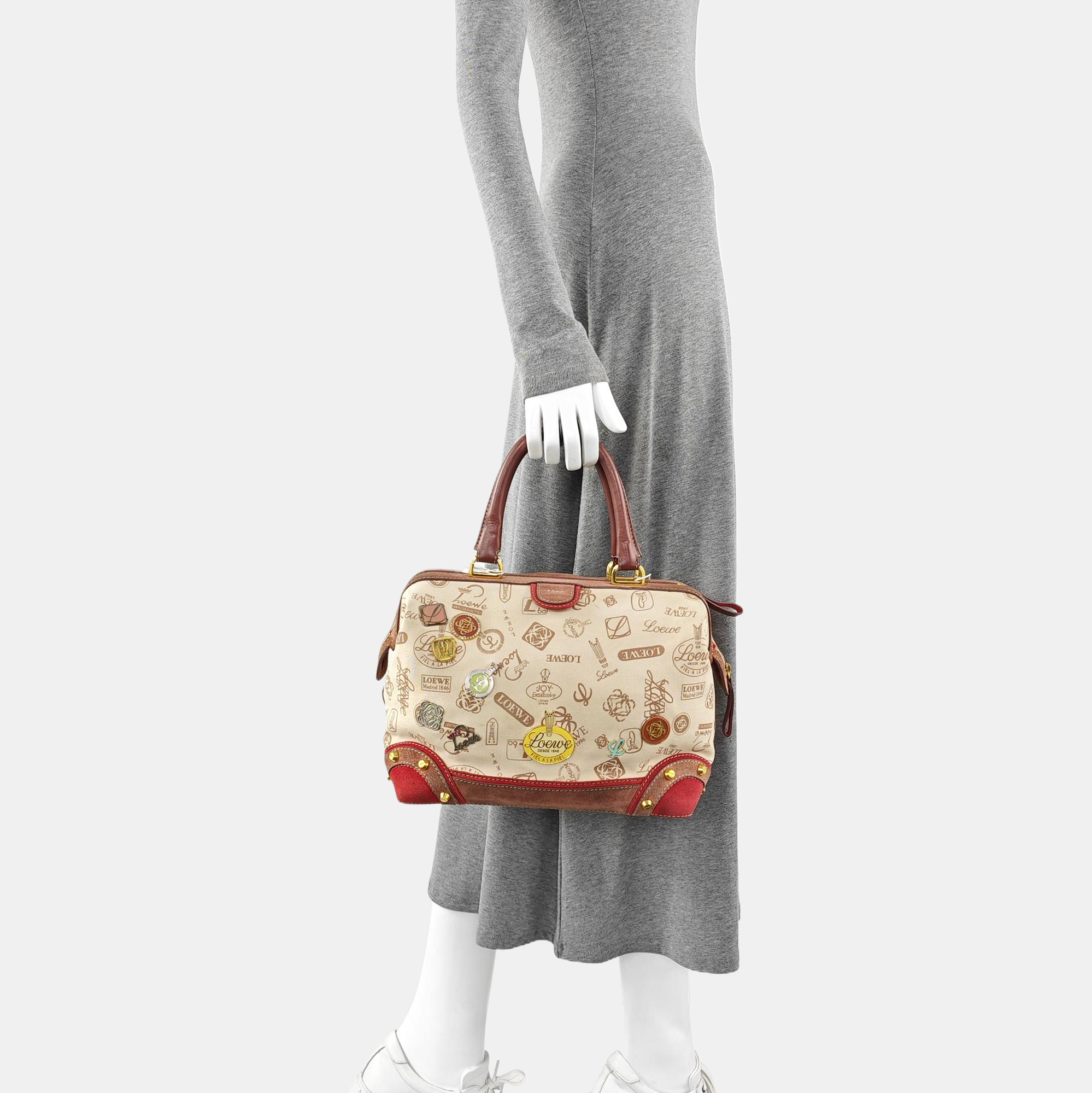 Nylon Top Handle Bag Beige