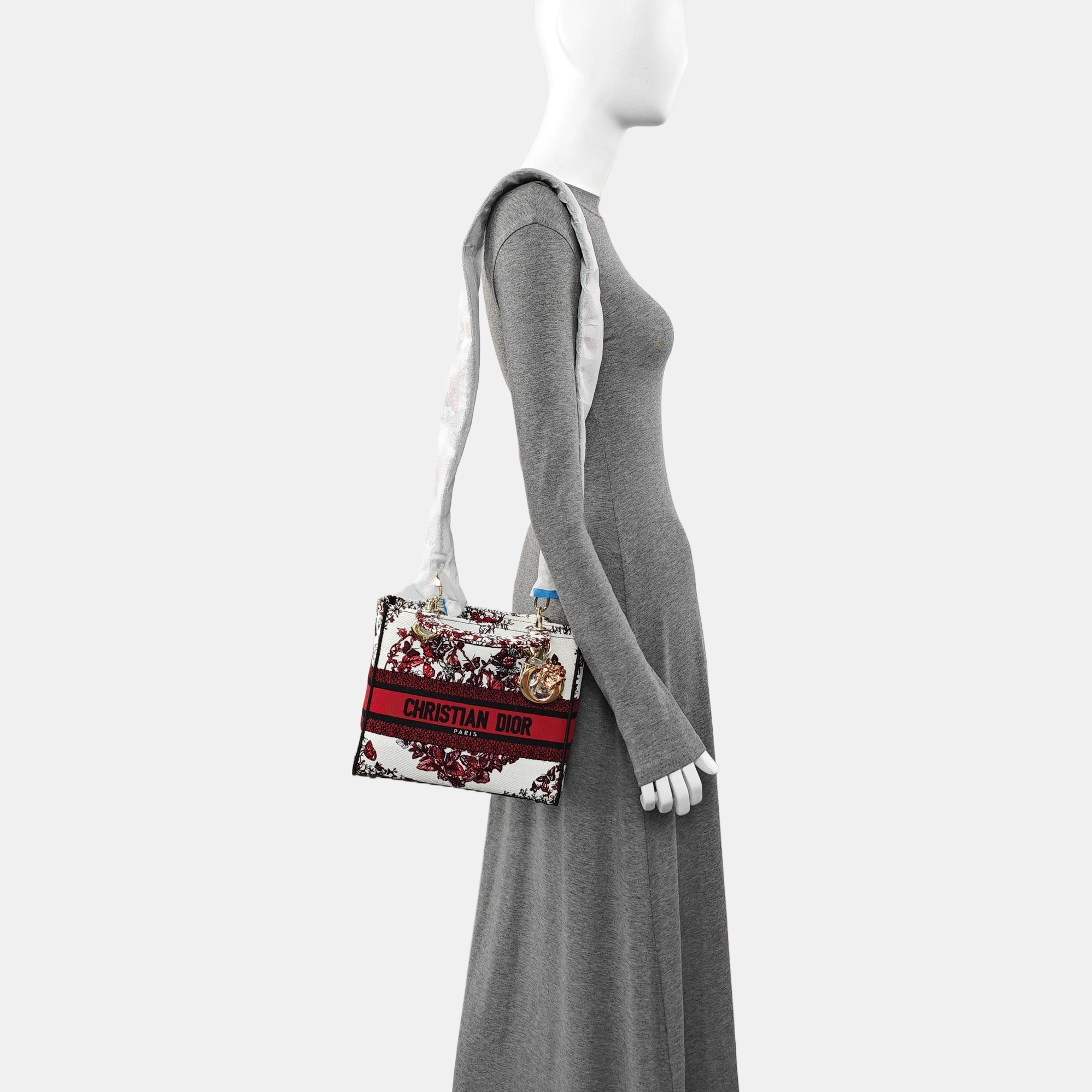 Authenticated pre-owned  Lady D-Lite Medium Canvas White - Shoulder Bag at Looply