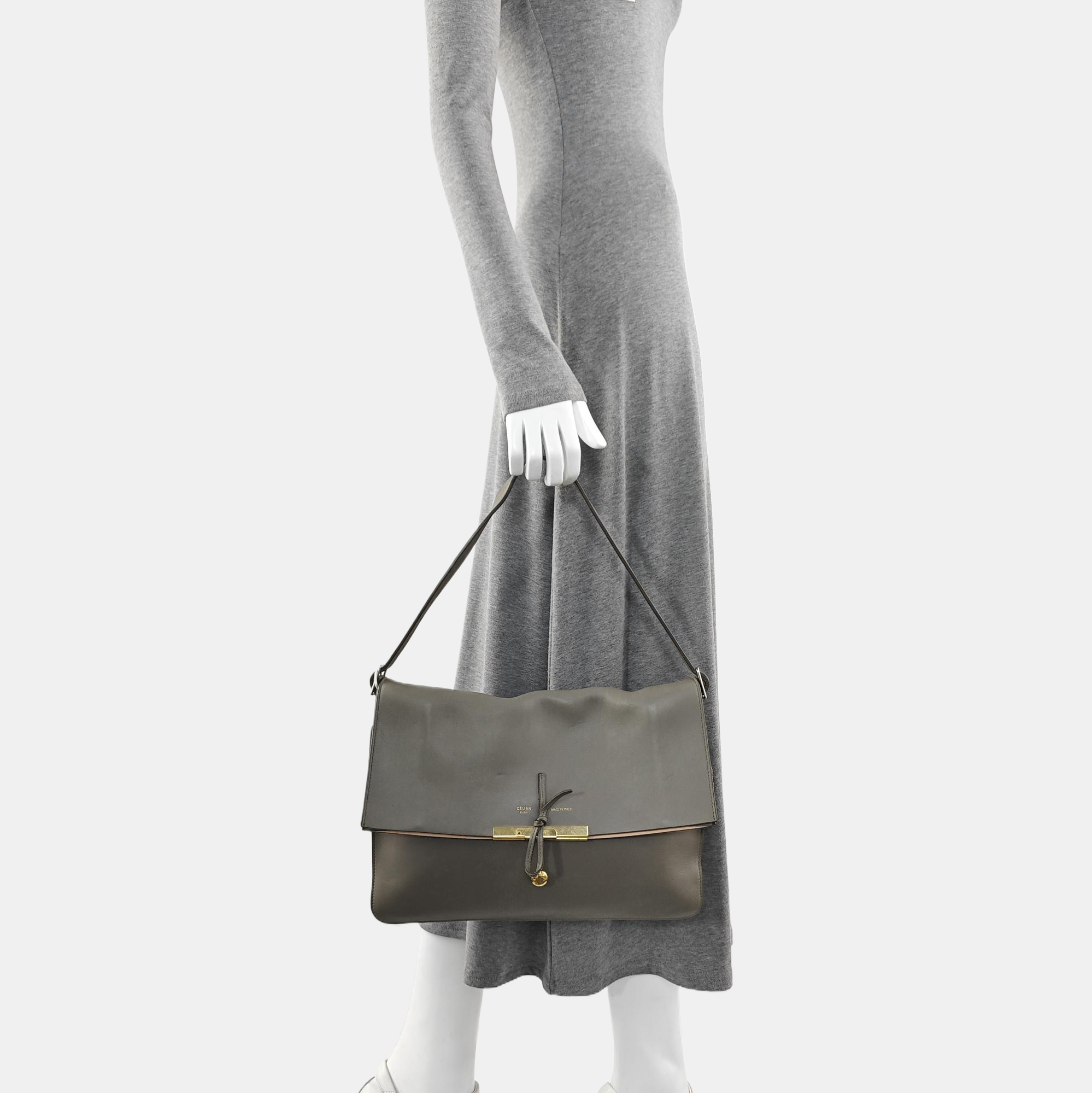 Lambskin Top Handle Bag Gray