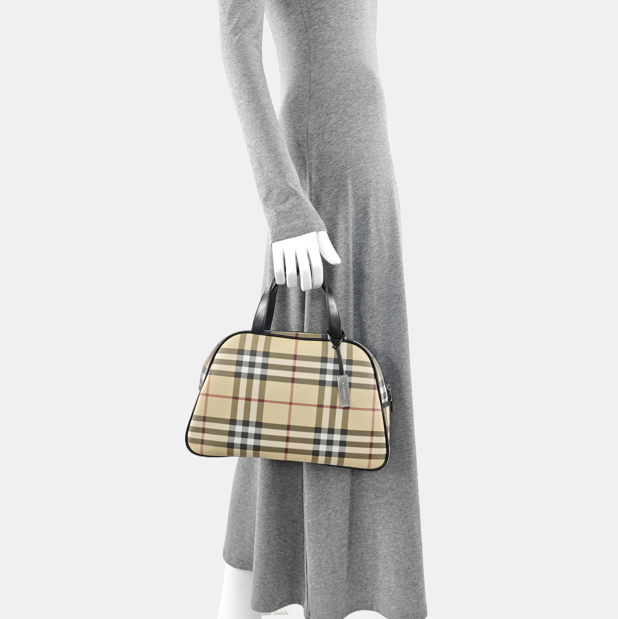 Coated Canvas Top Handle Bag Beige