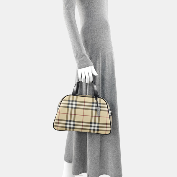 Coated Canvas Top Handle Bag Beige