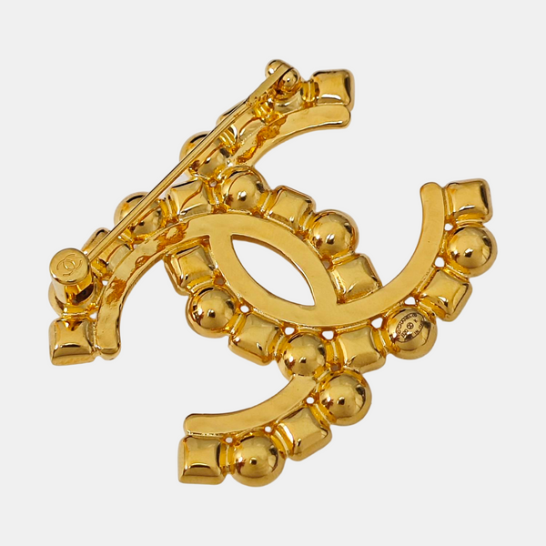 CC Logo Metal Gold Brooch