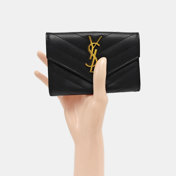 MONOGRAM Small Chevron Calfskin Black Wallet