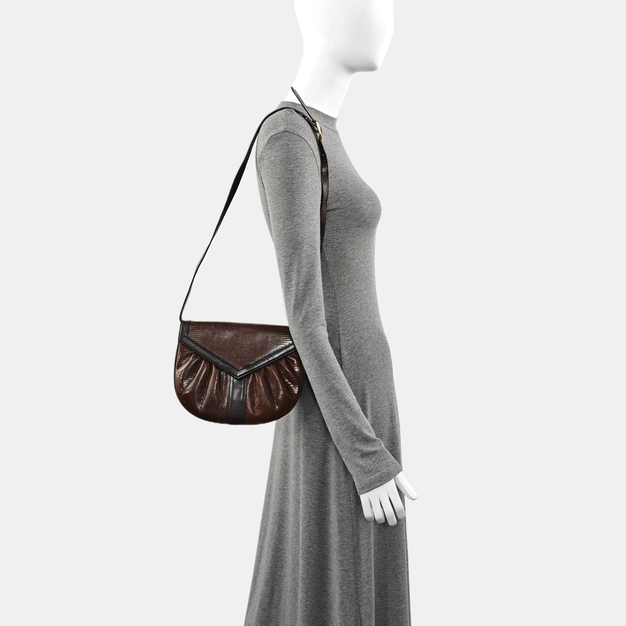 Lizard Shoulder Bag Brown