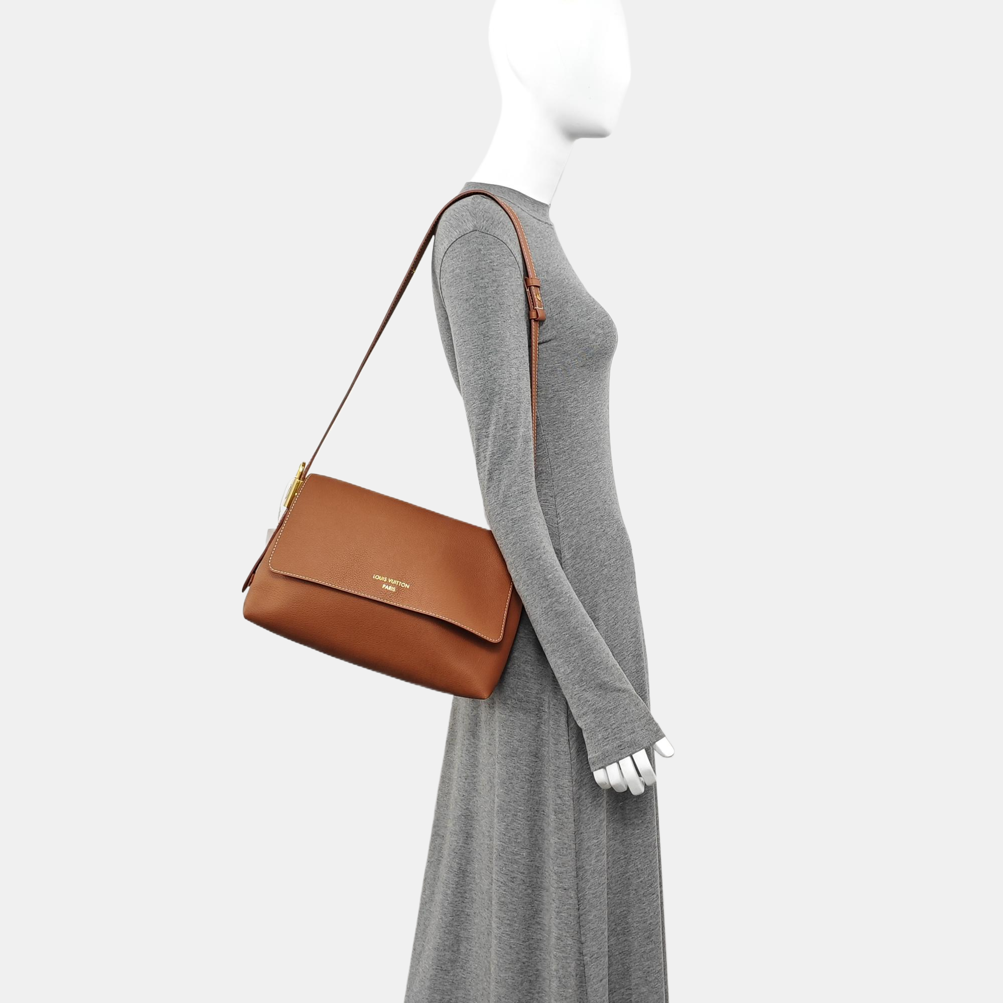 Calfskin Shoulder Bag Brown