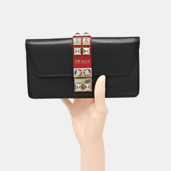 Elektra Mini Calfskin Black Wallet