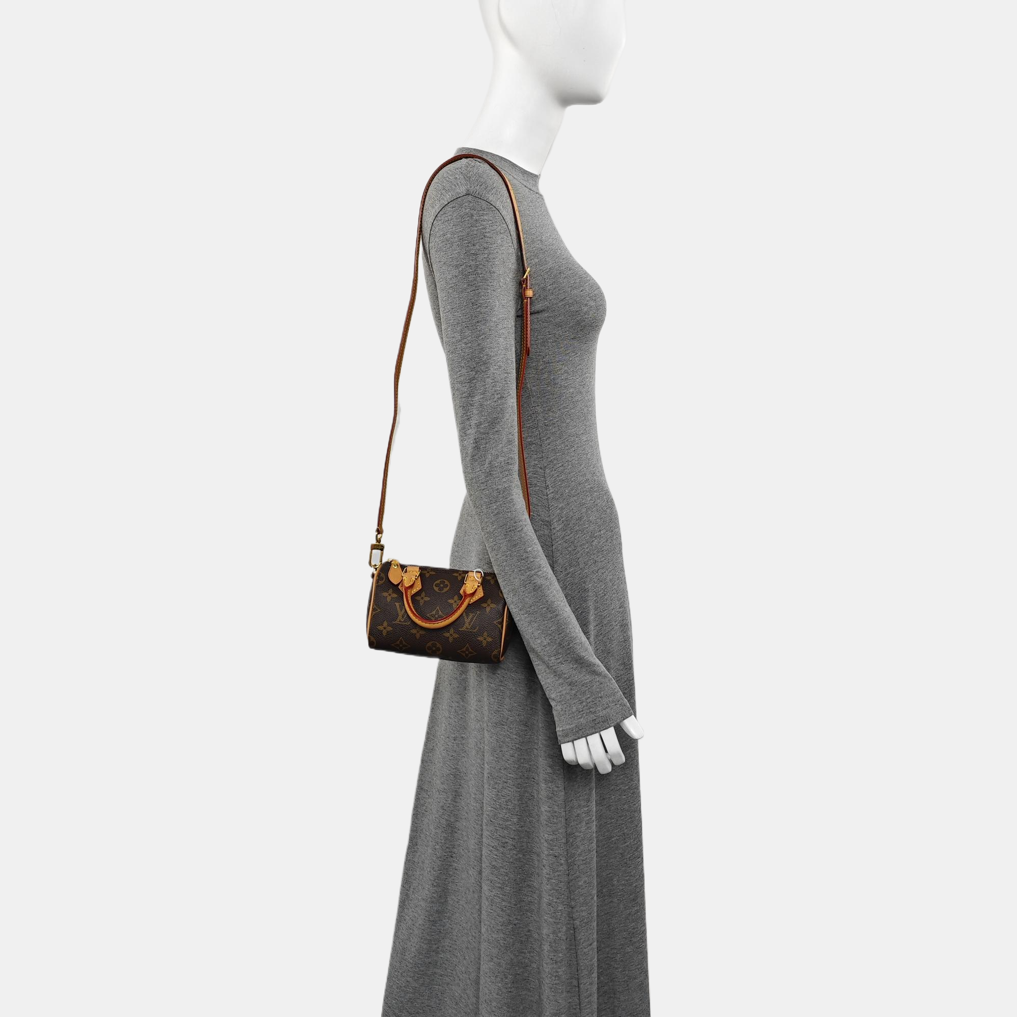 SPEEDY Nano Monogram Coated Canvas Brown
